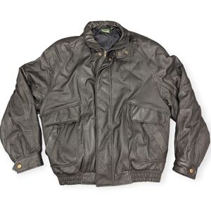 Vintage Stefano Man Black Leather Jacket Size XL Motorcycle Grunge Style